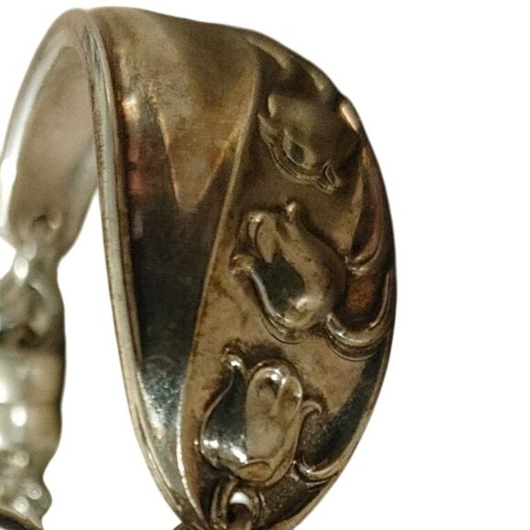 Heart Bracelet 1950 Gorham Sterling 14K WG Clasp 6 Fork Art Lily of The Valley - Picture 12 of 16